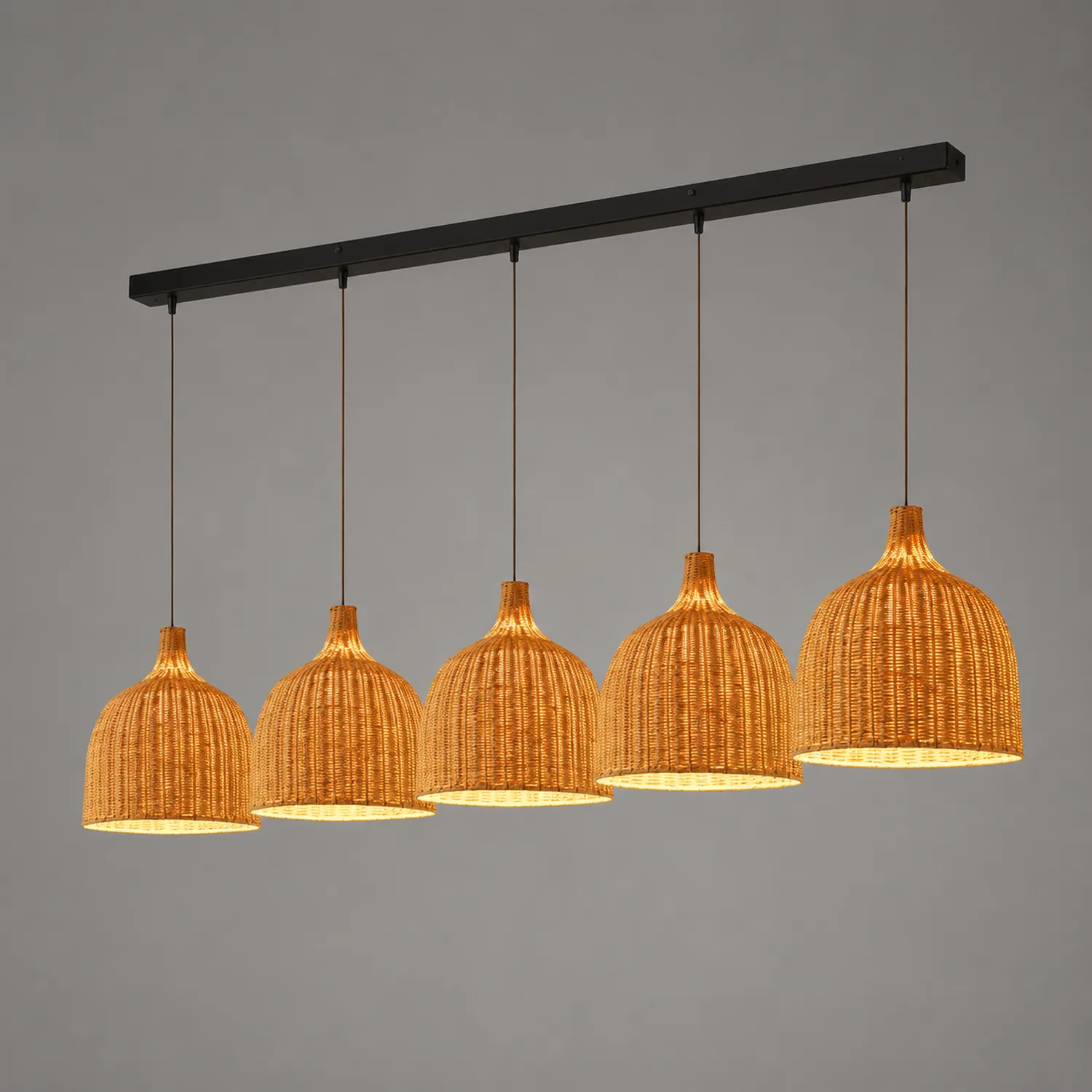 Bamboo Rattan Basket Pendant Light For Kitchen - Lumpaz