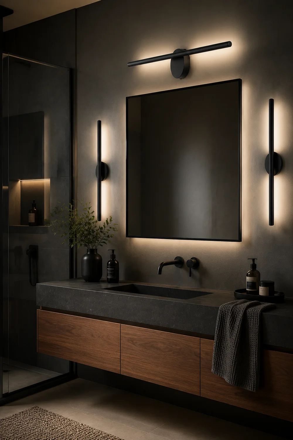 Edge Spiegelfront Waschtisch-Wandleuchte, L 60/80/100/120CM - Lumpaz