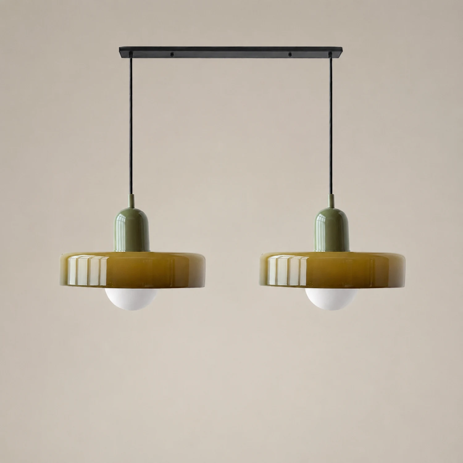 2 Heads Modern Bauhaus Glass Pendant Light - Lumpaz