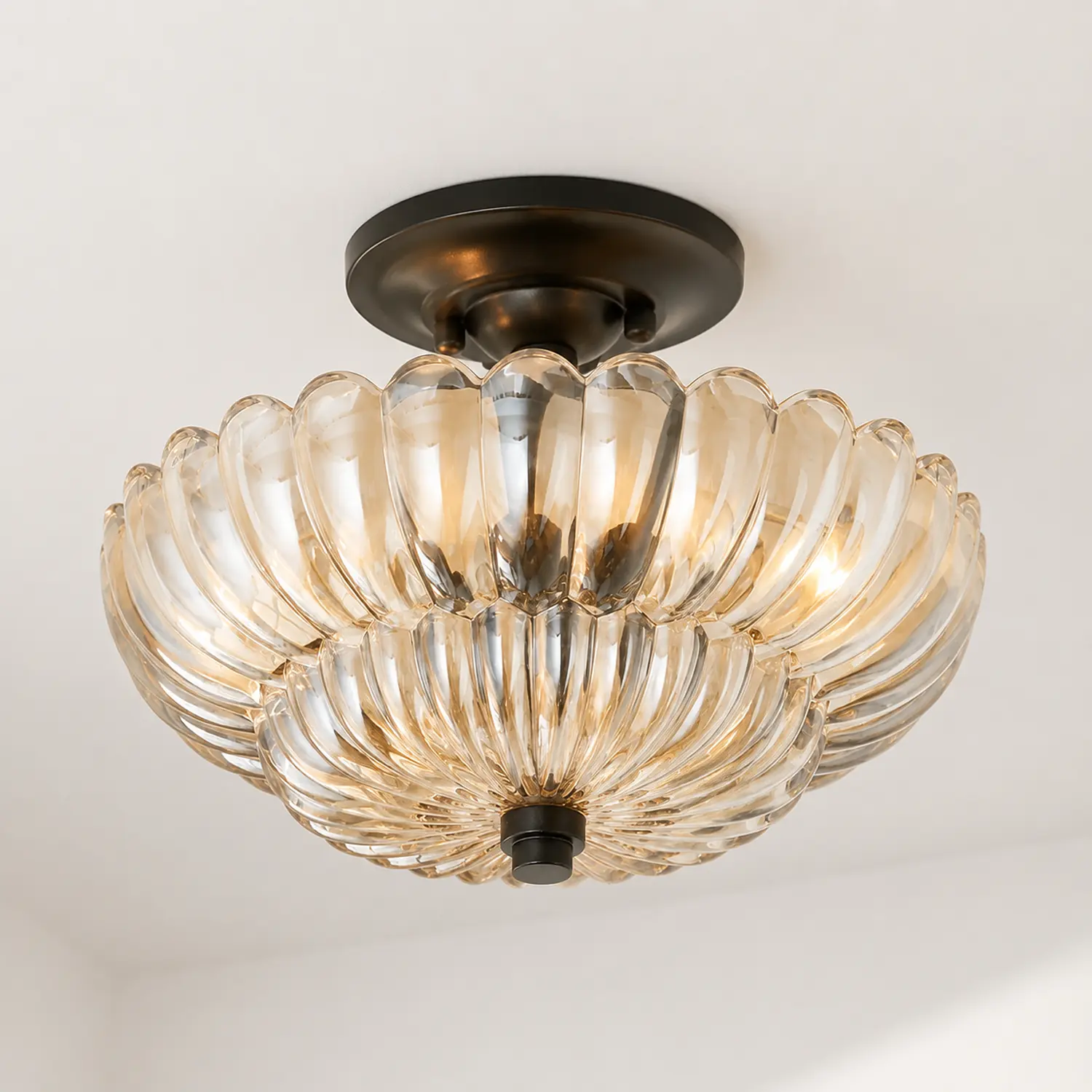 Vintage Amber Glass Semi-Flush Ceiling Light Shades Of Light