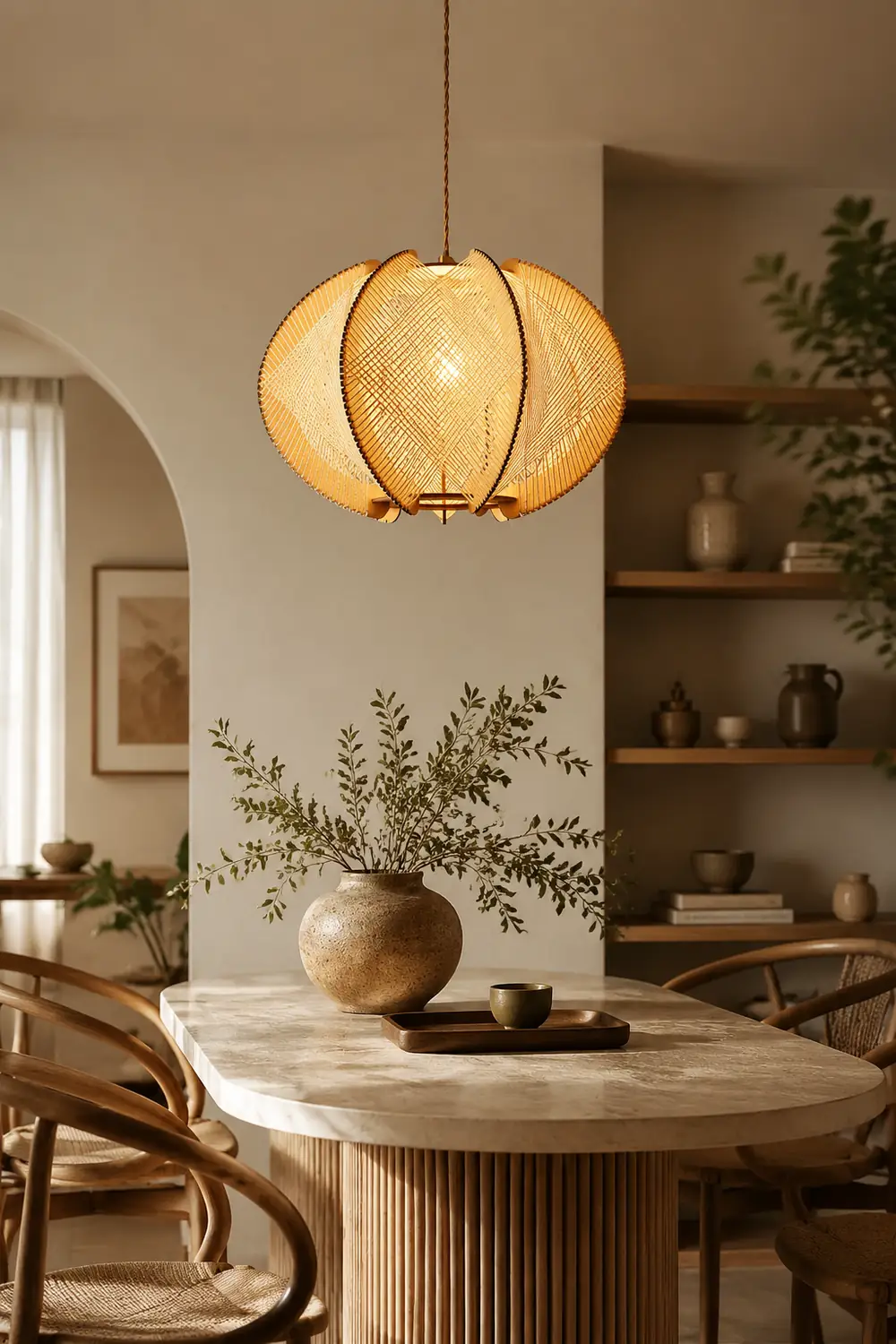 Retro Wooden Pendant Light Irregular Living Room Lamp - Lumpaz