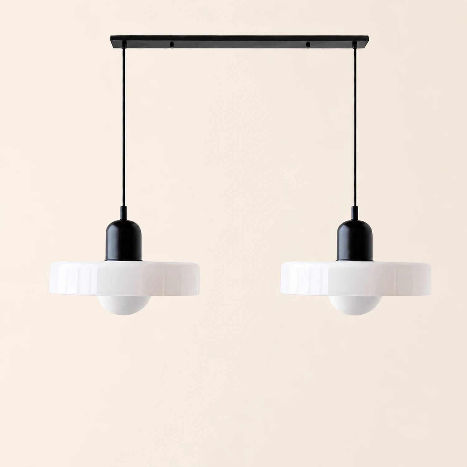 2 Heads Modern Bauhaus Glass Pendant Light - Lumpaz