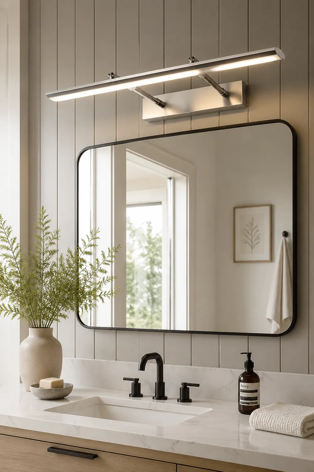 Leigh Spiegelfront Waschtisch-Wandleuchte, L 39/49/59/69CM - Lumpaz