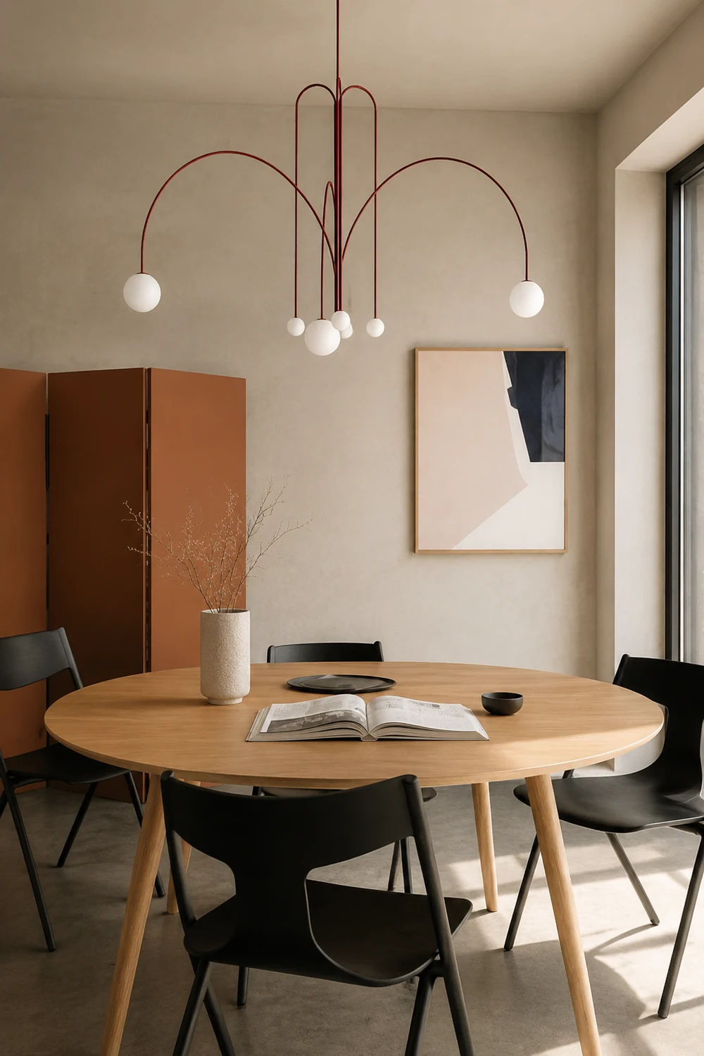 Red Art Deco Long Line Type Metal Pendant Light - Lumpaz