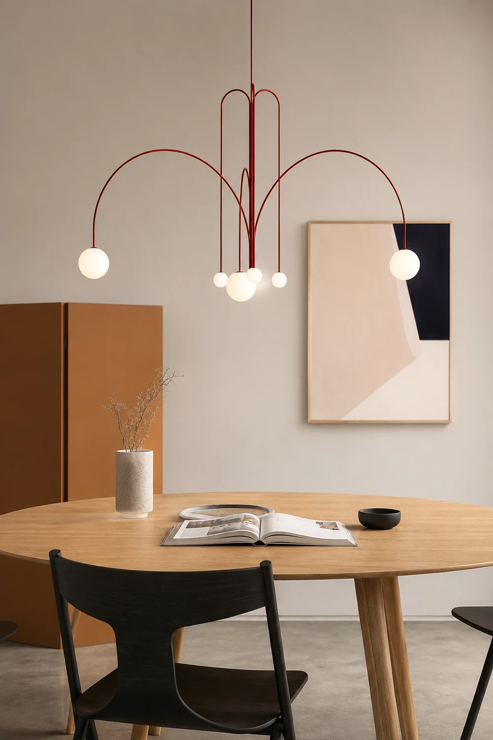 Red Art Deco Long Line Type Metal Pendant Light - Lumpaz