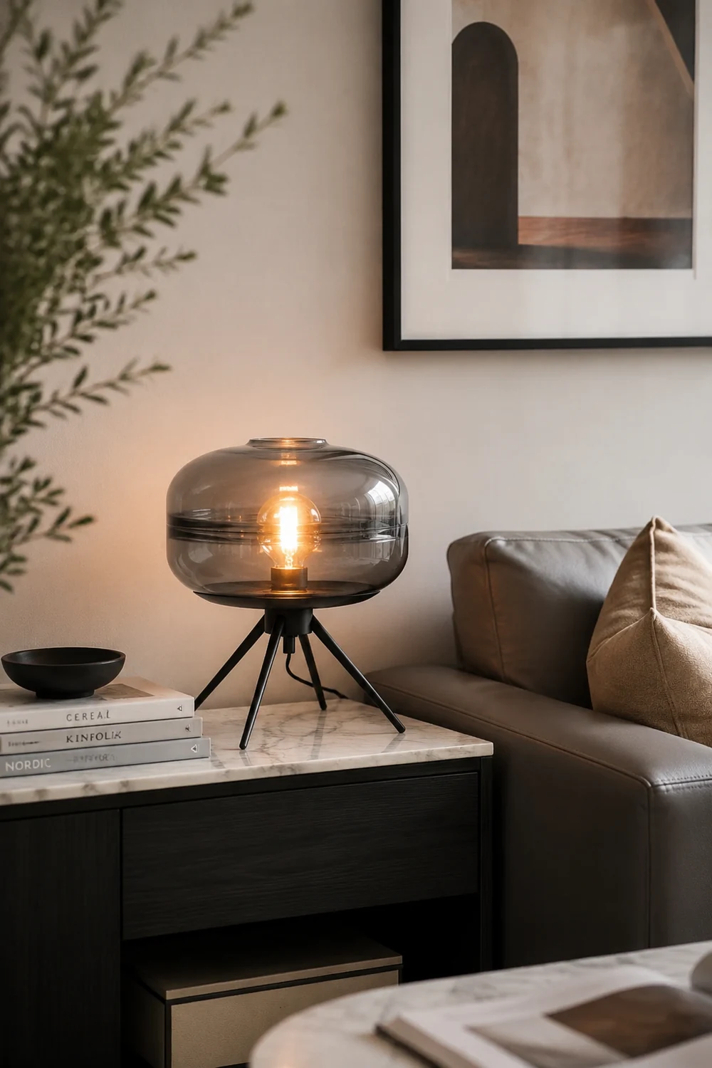 Modern Designer Glass Shade Table Lamp - Lumpaz