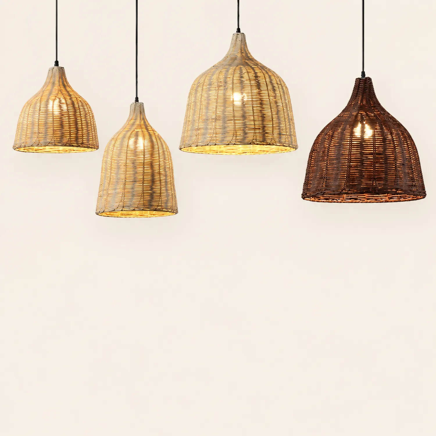 Bamboo Rattan Basket Pendant Light For Kitchen - Lumpaz
