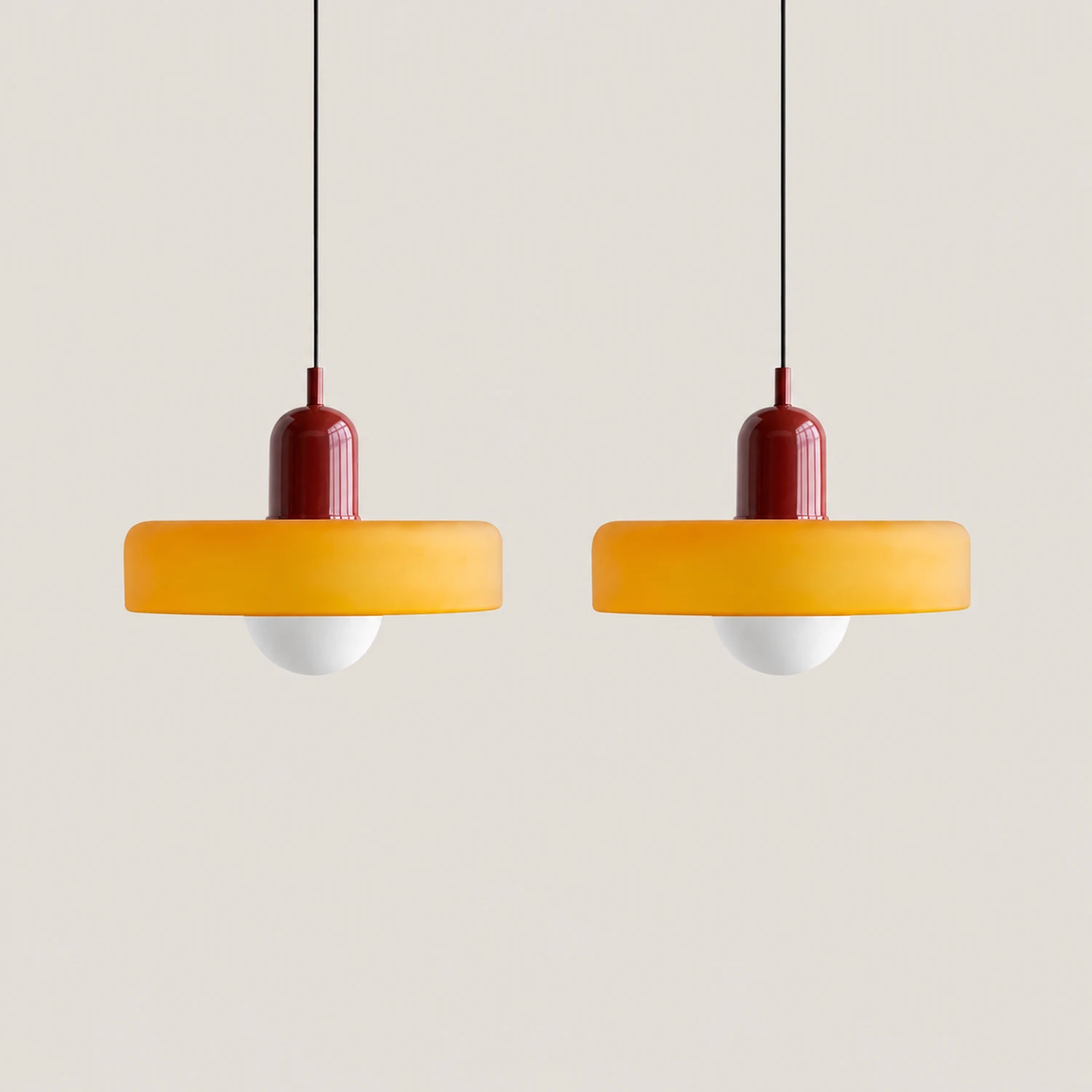 2 Heads Modern Bauhaus Glass Pendant Light - Lumpaz