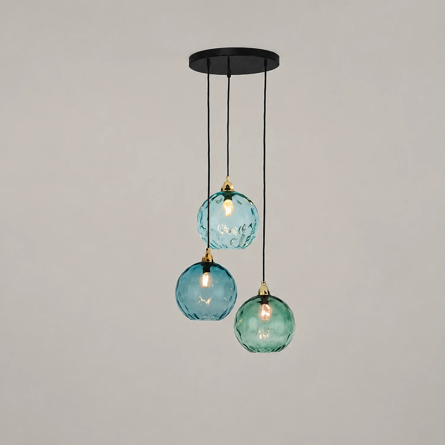 Hailie Pendelleuchte aus buntem Glas, 3 flammig - Lumpaz