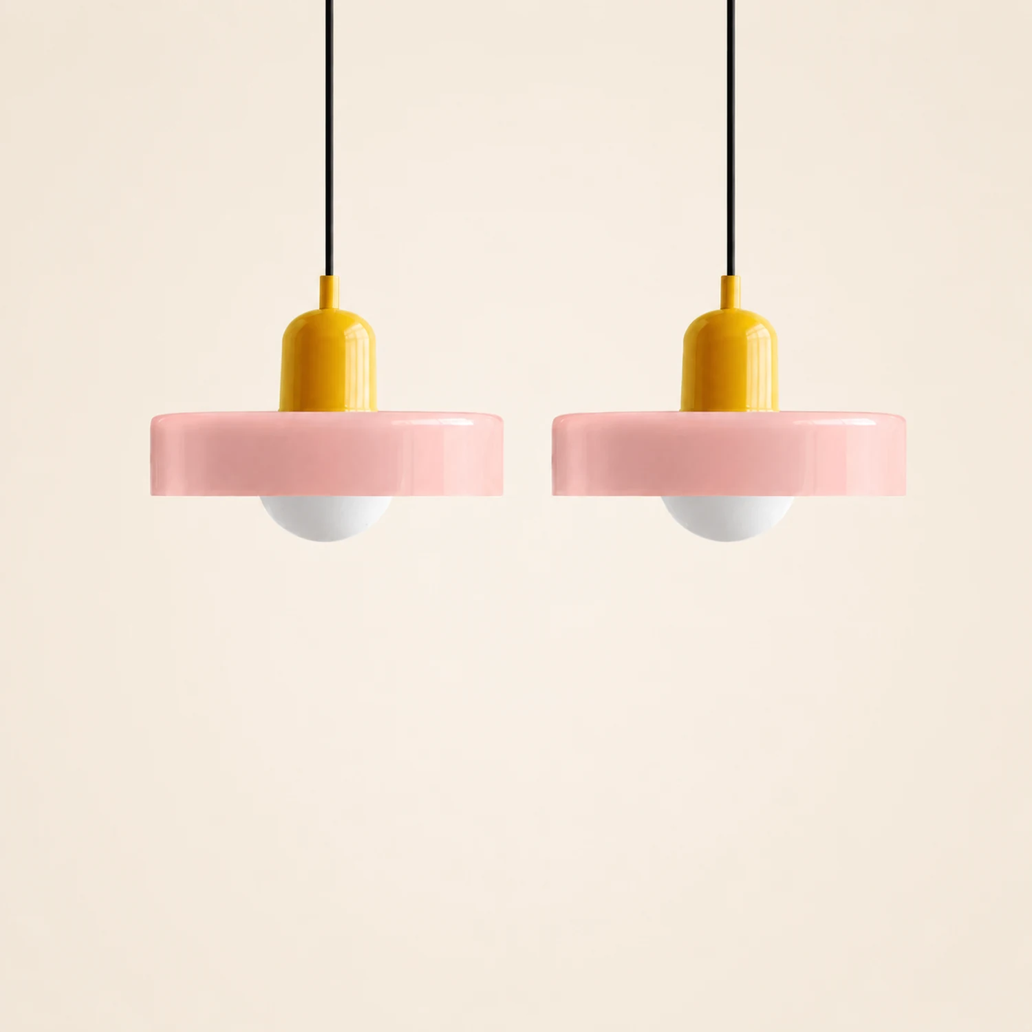 2 Heads Modern Bauhaus Glass Pendant Light - Lumpaz