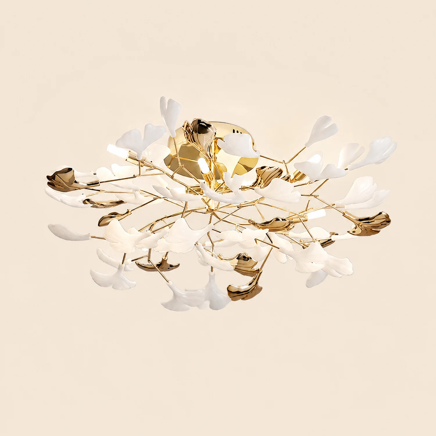Ophelia Flush Mount Deckenleuchte, 36/47/48/56/60/76 Blätter, Keramik & Metall - Lumpaz