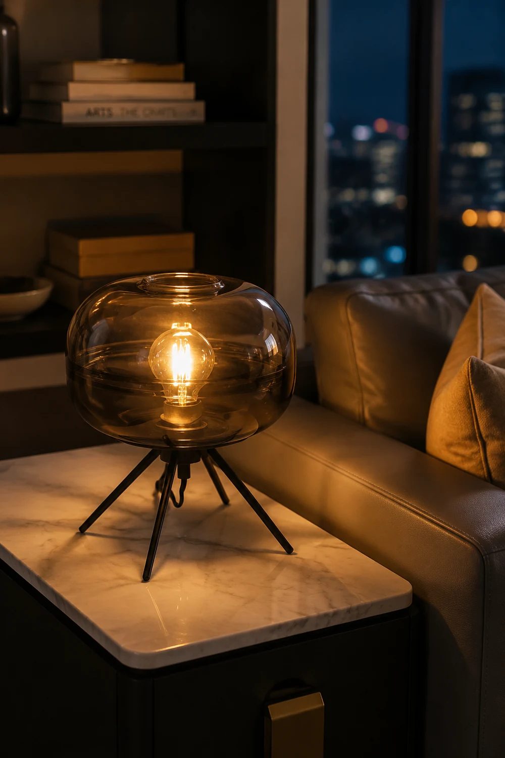 Modern Designer Glass Shade Table Lamp - Lumpaz