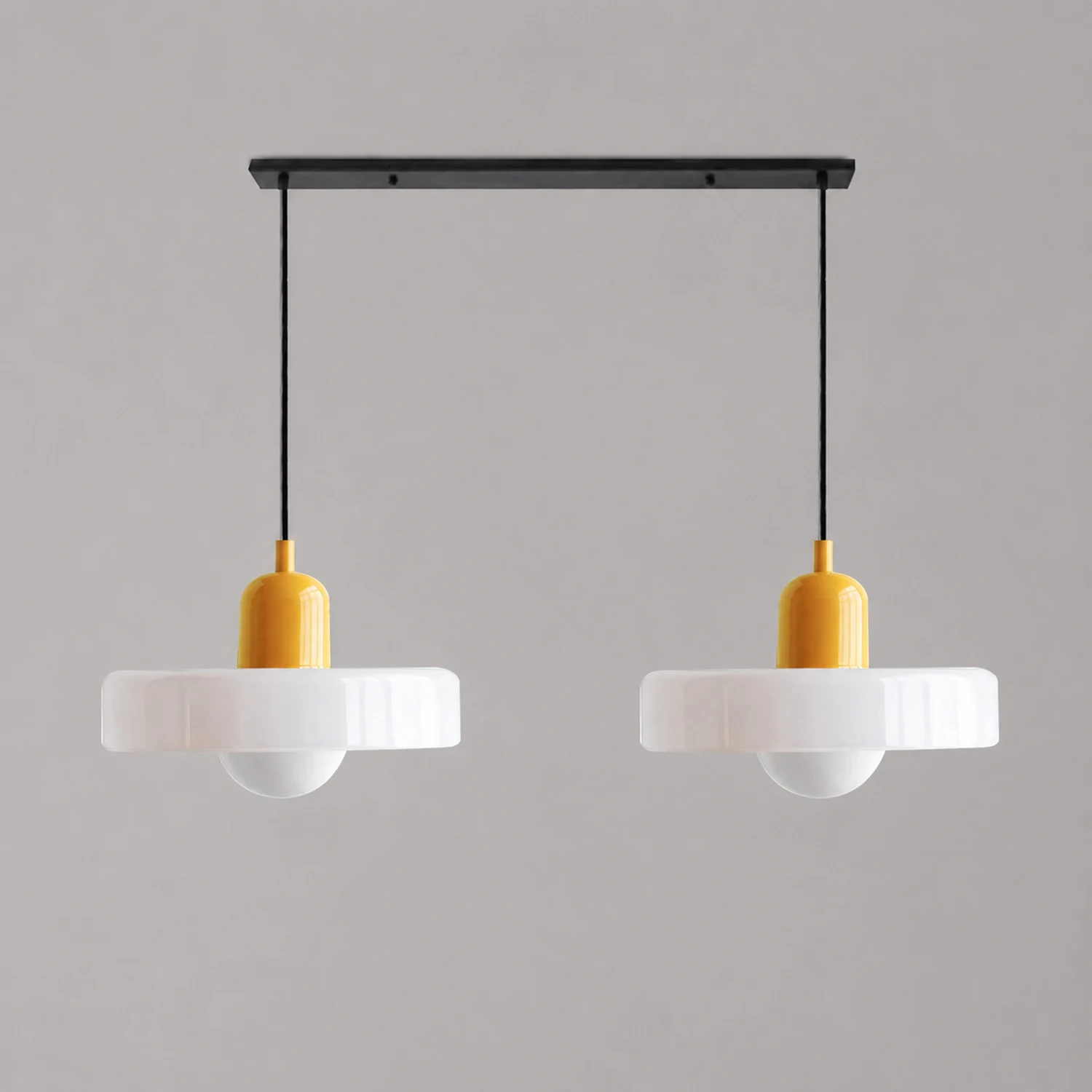 2 Heads Modern Bauhaus Glass Pendant Light - Lumpaz