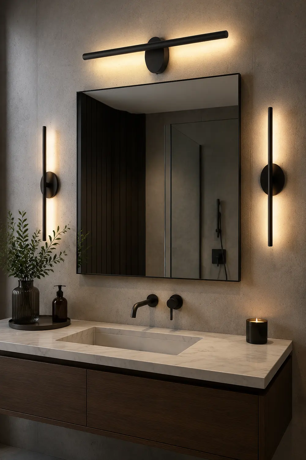 Edge Spiegelfront Waschtisch-Wandleuchte, L 60/80/100/120CM - Lumpaz