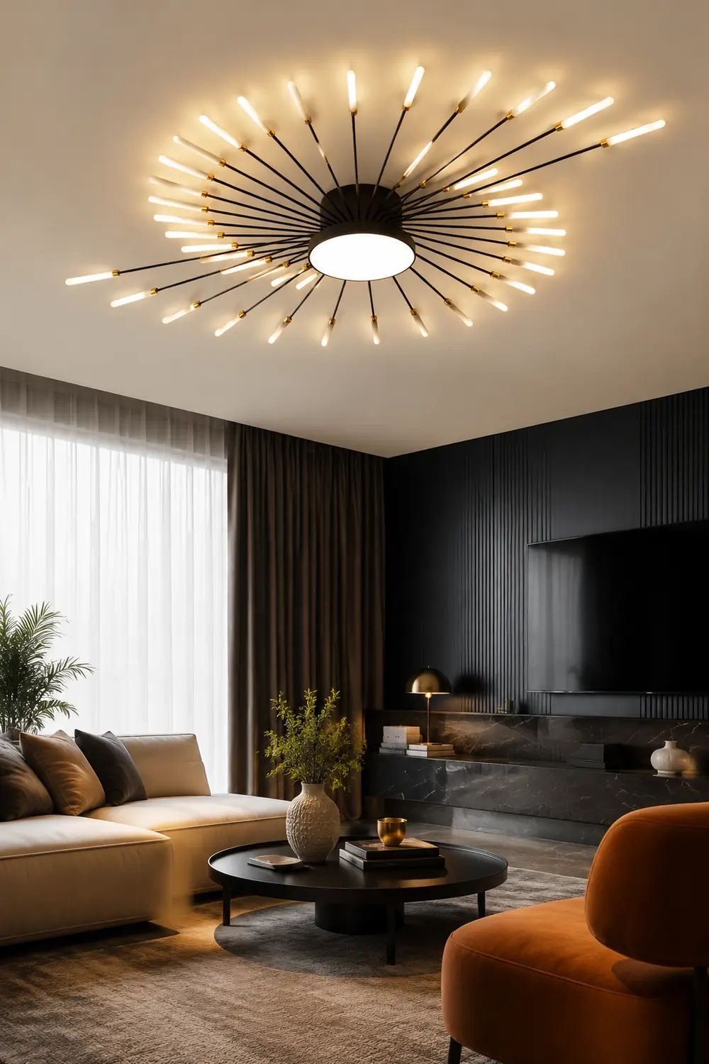 Moderne LED Deckenleuchte aus Metall Dauerhaft für Wohnzimmer - Lumpaz
