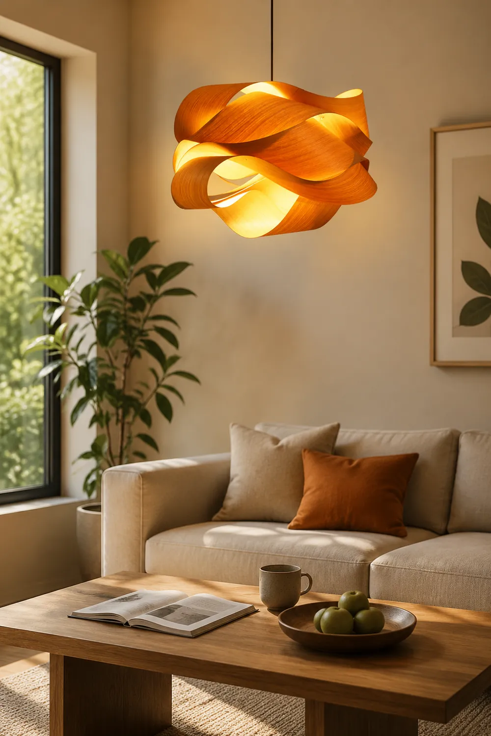 Modern Irregular Wood Pendant Light For Kitchen - Lumpaz