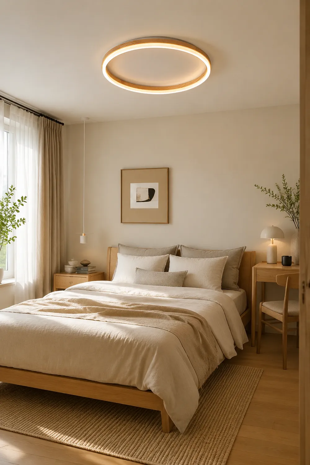 Ozawa Deckenleuchte Äußerer Halo dimmbar, Hölzern & Acryl ∅40/50cm - Lumpaz