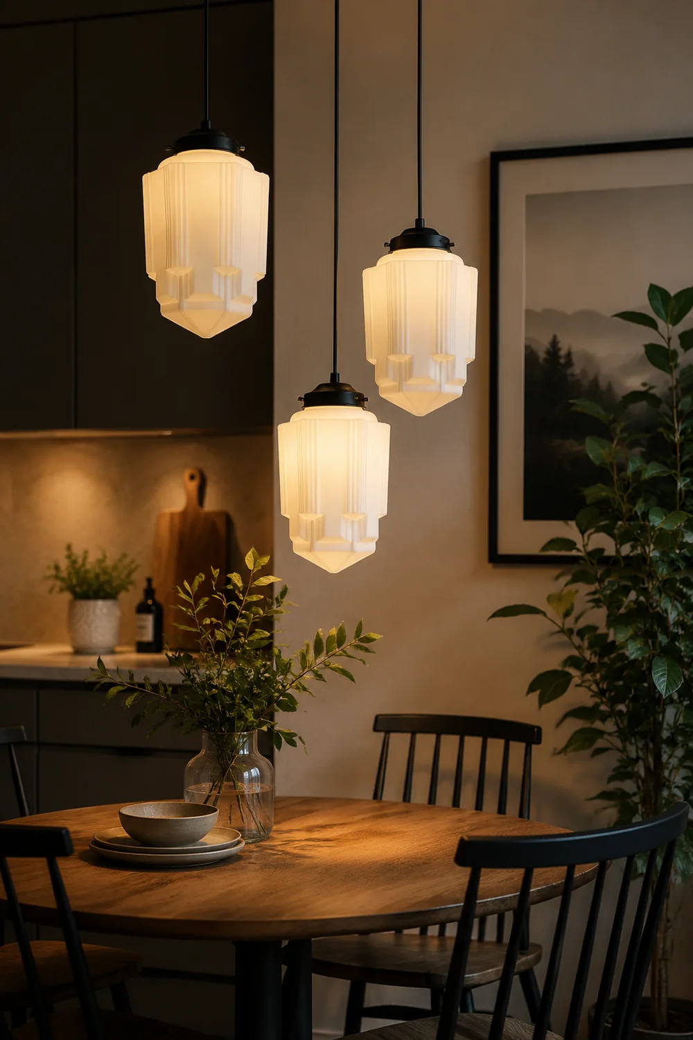 Retro Milk White Glass Geometric Jar Pendant Light - Lumpaz