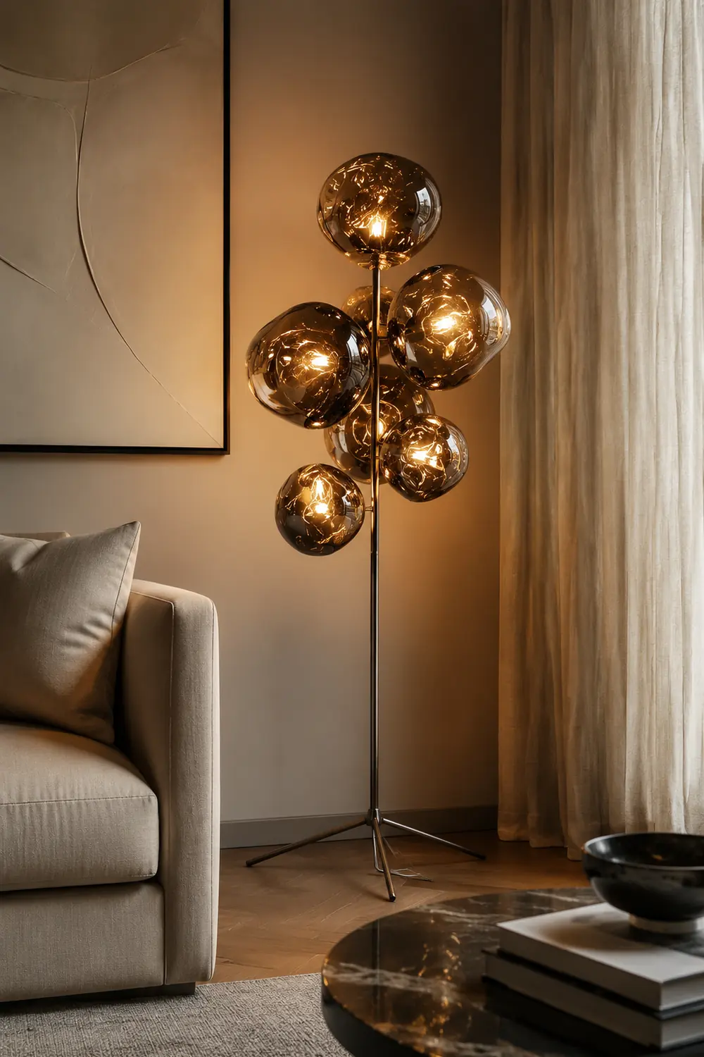 Mirza Stehleuchte 4 Farben, 7 -flammig, ∅38+28CM - Lumpaz