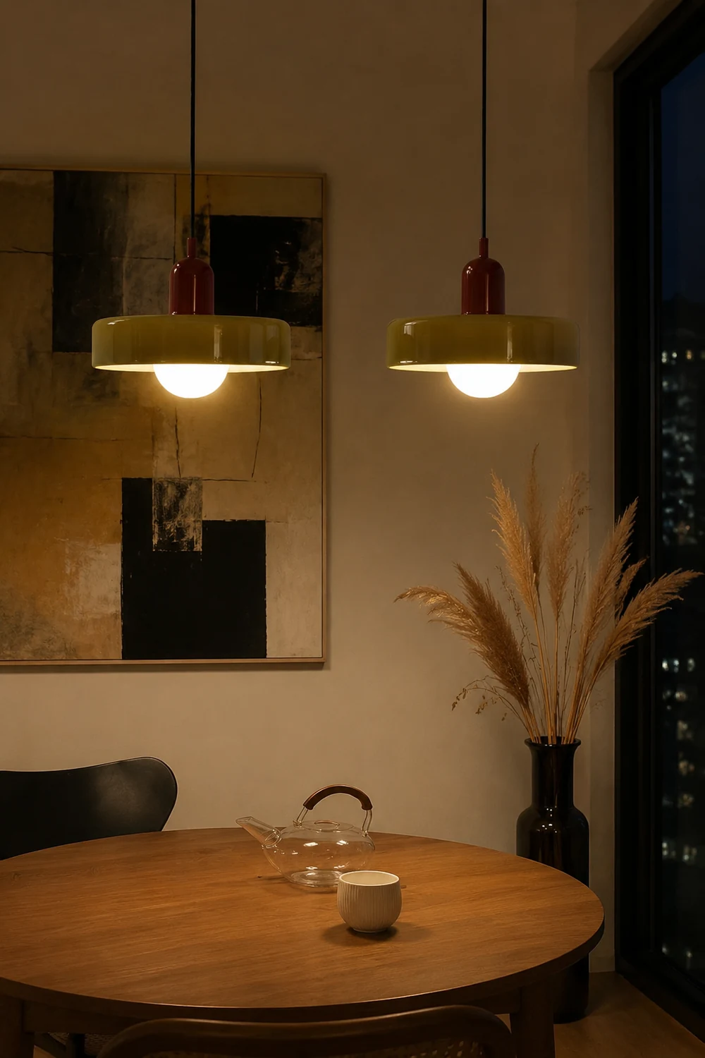 2 Heads Modern Bauhaus Glass Pendant Light - Lumpaz