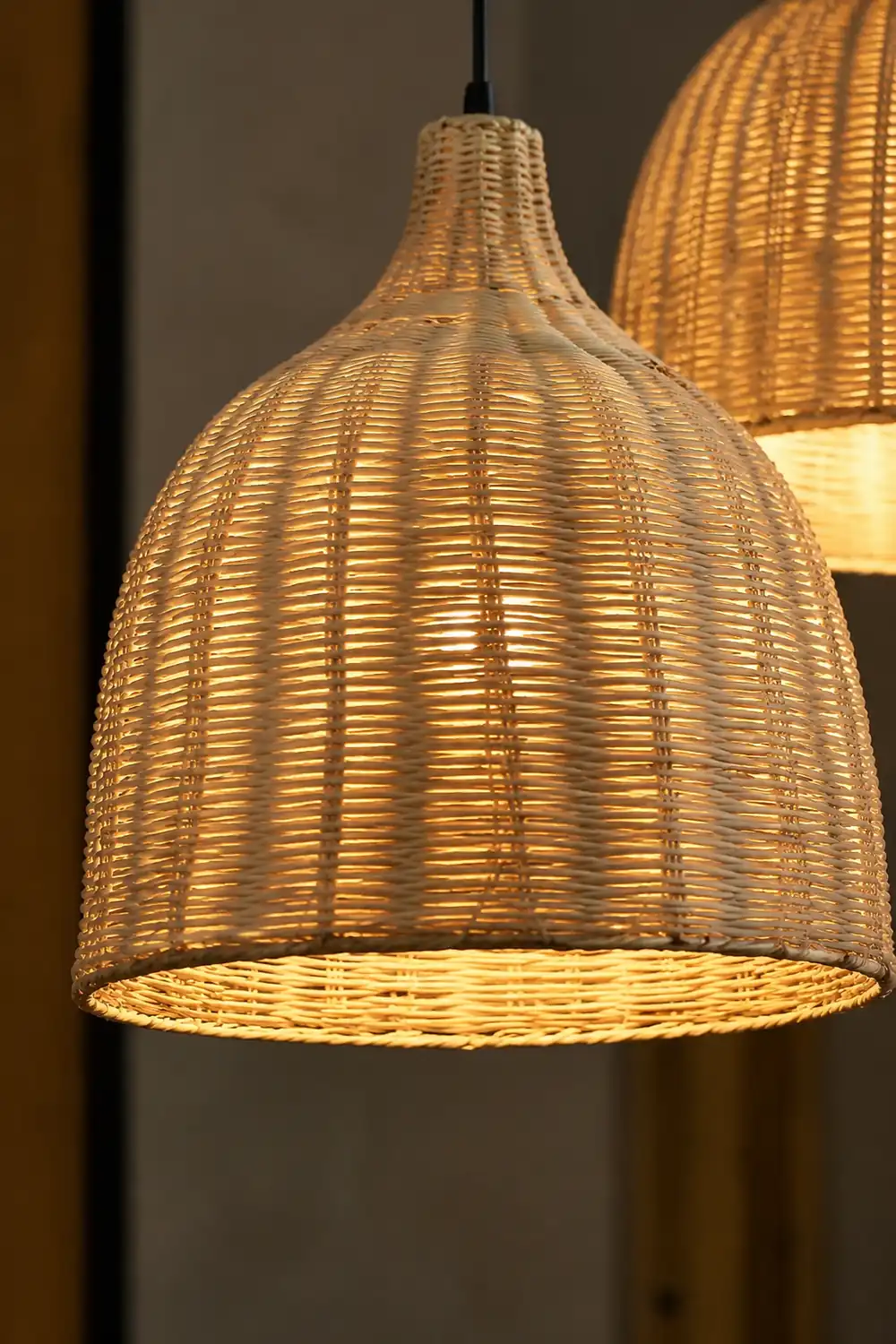 Bamboo Rattan Basket Pendant Light For Kitchen - Lumpaz
