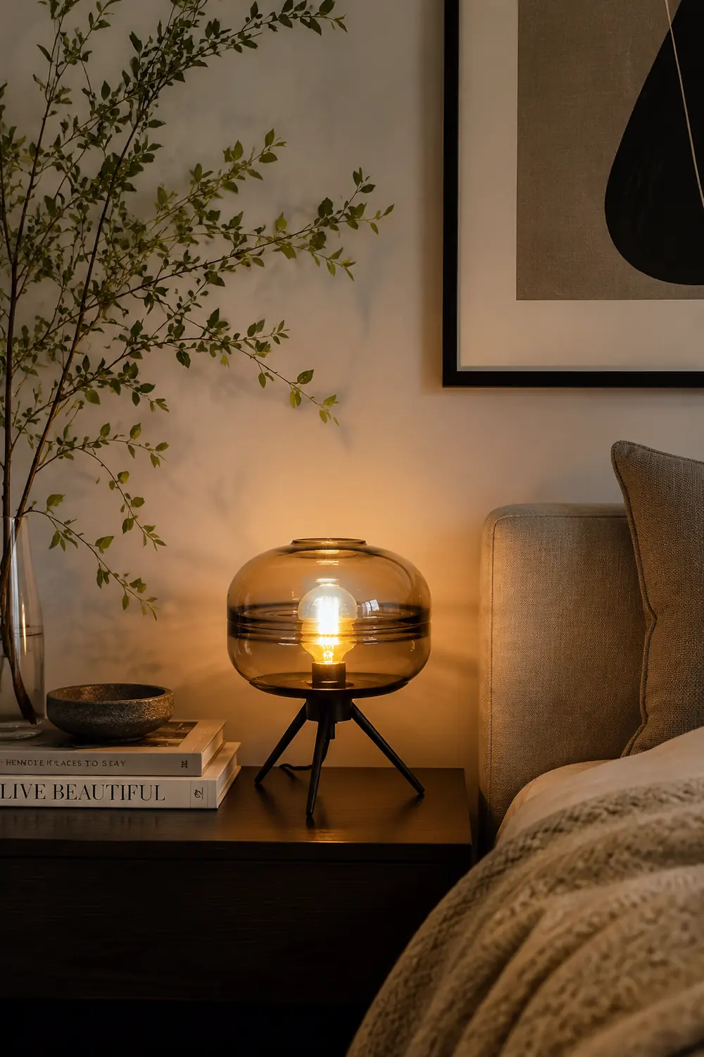 Modern Designer Glass Shade Table Lamp - Lumpaz