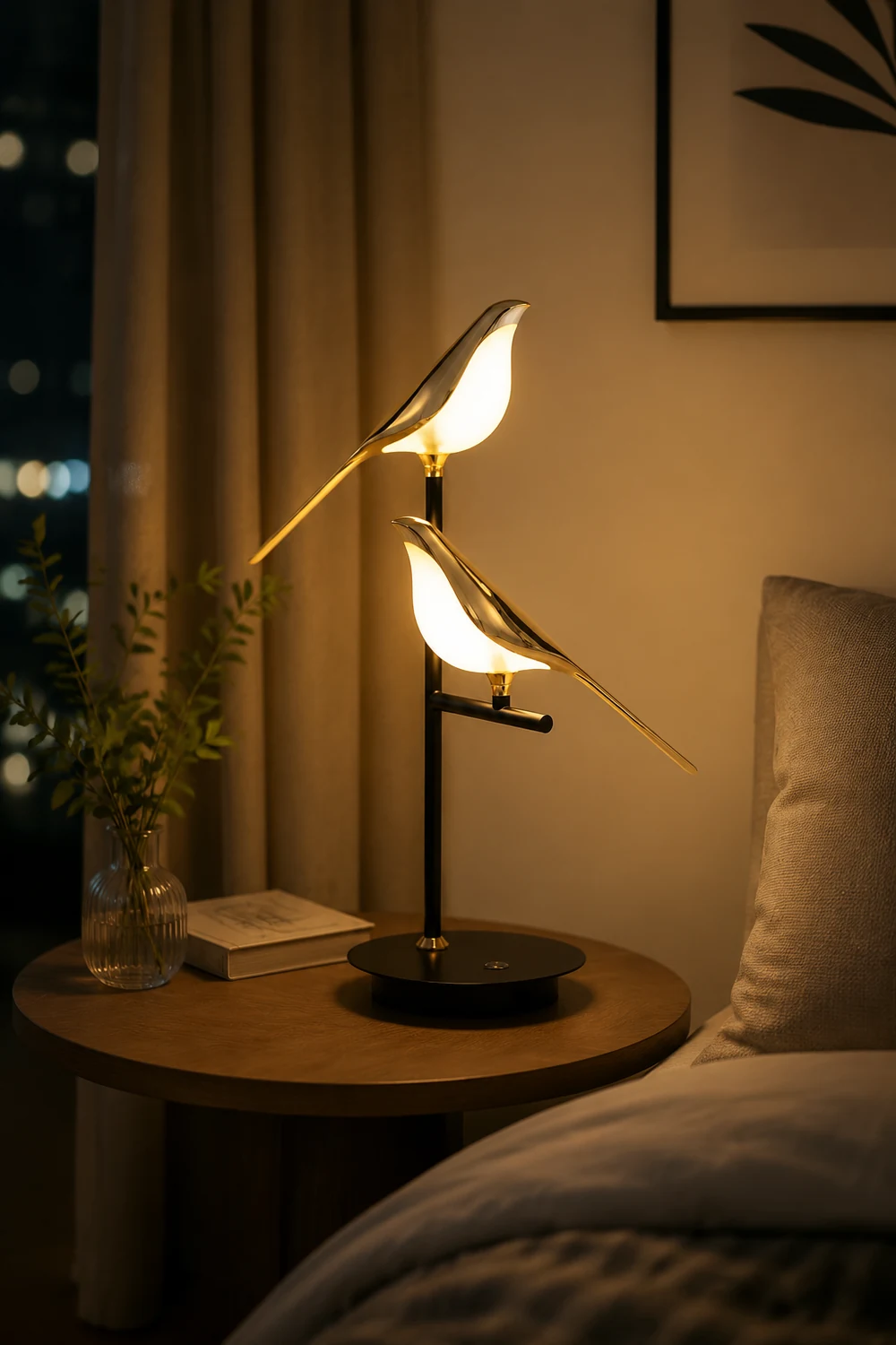 Golden Bird Table Lamp for Bedroom - Lumpaz