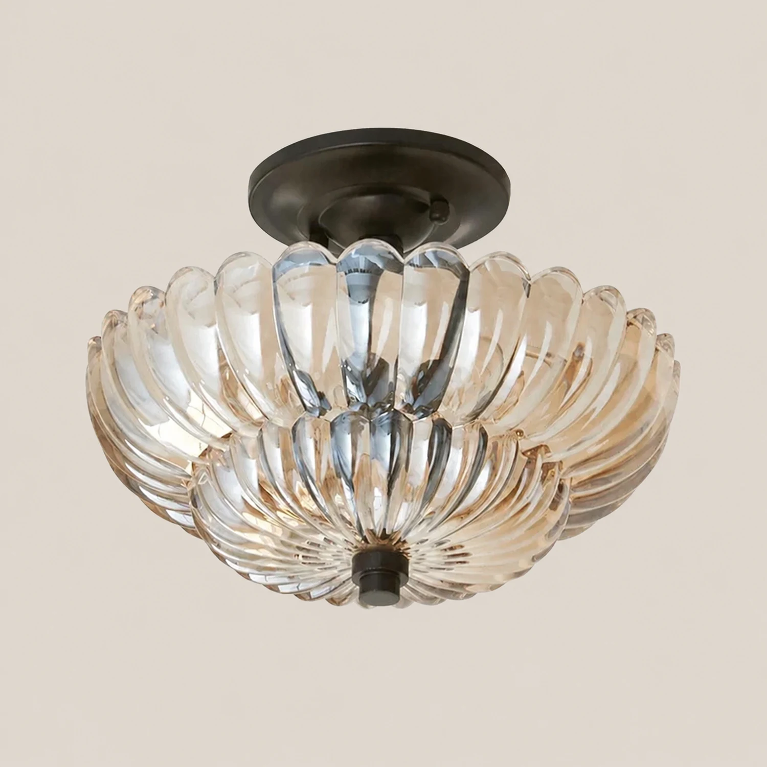 Vintage Amber Glass Semi-Flush Ceiling Light Shades Of Light - Lumpaz