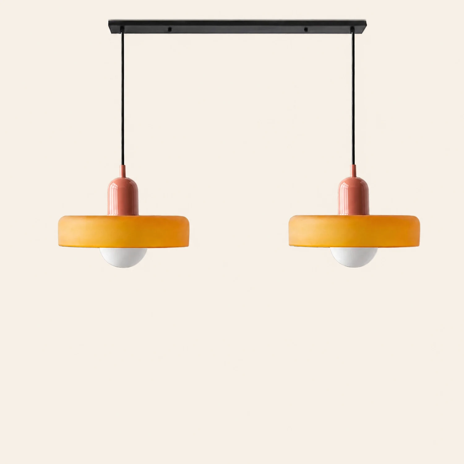 2 Heads Modern Bauhaus Glass Pendant Light - Lumpaz