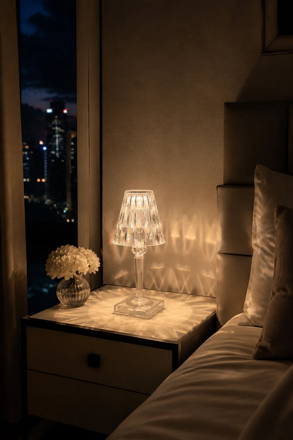 Kristy Design Kristall Diamant Tischlampe Licht, Wohn/Schlafzimmer, Acryl - Lumpaz
