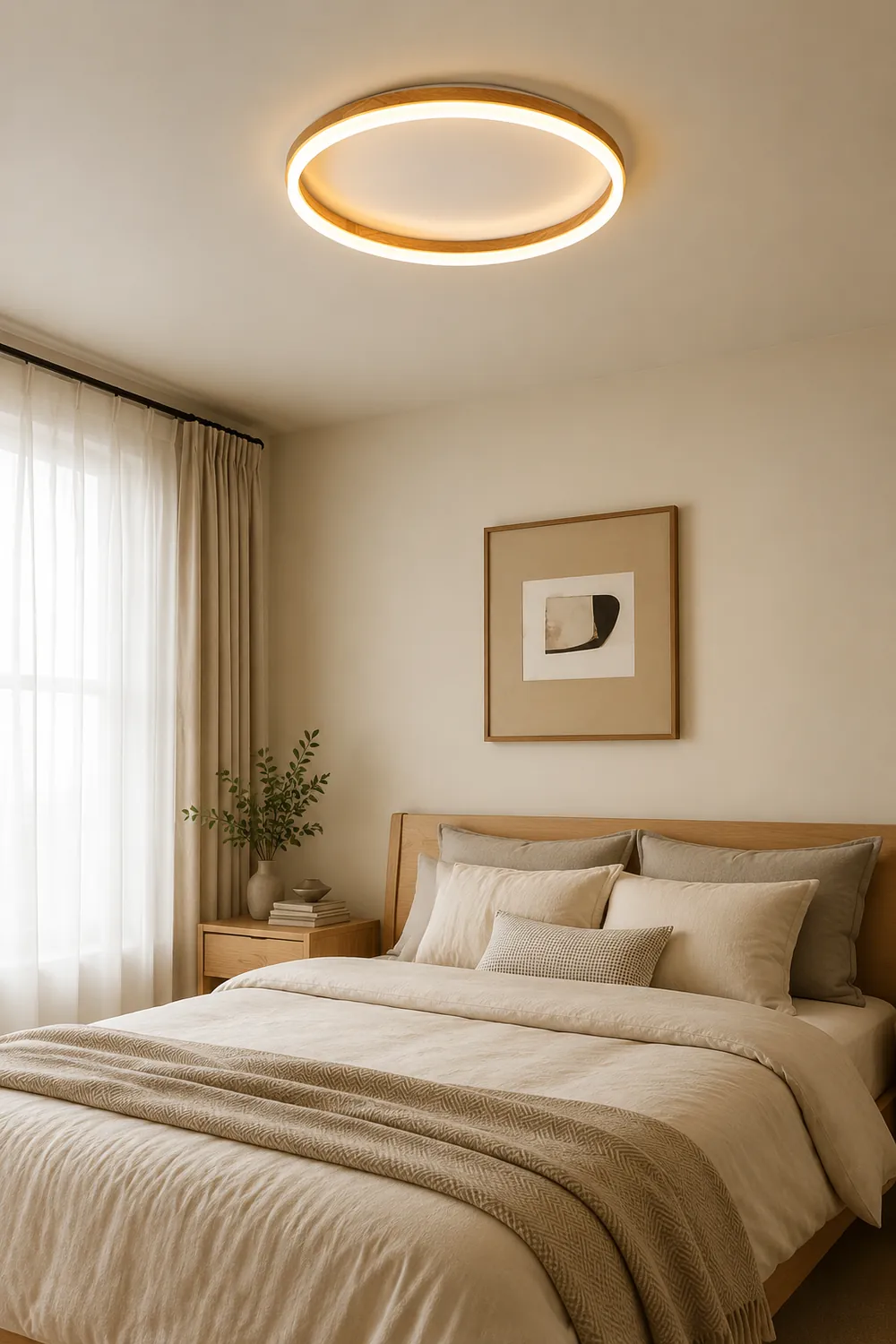 Ozawa Deckenleuchte Äußerer Halo dimmbar, Hölzern & Acryl ∅40/50cm - Lumpaz