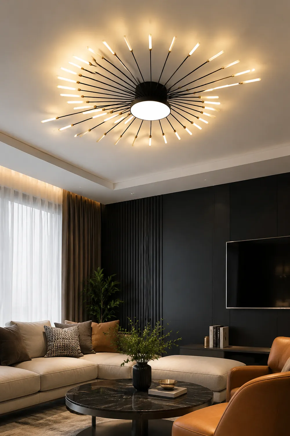 Moderne LED Deckenleuchte aus Metall Dauerhaft für Wohnzimmer - Lumpaz