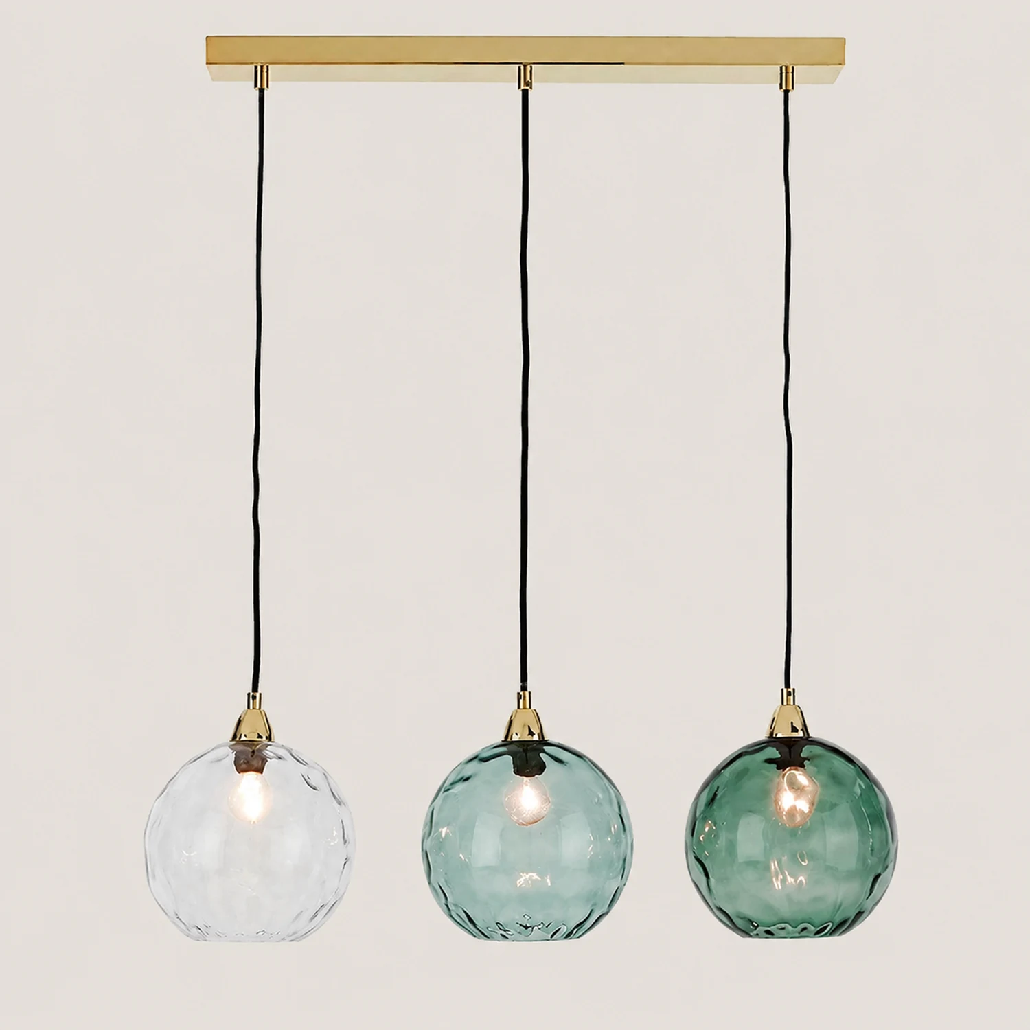 Hailie Pendelleuchte aus buntem Glas, 3 flammig - Lumpaz