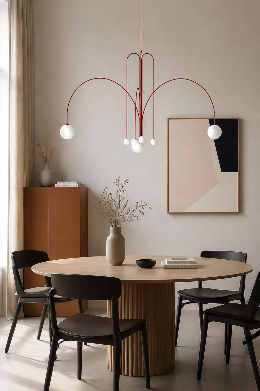 Red Art Deco Long Line Type Metal Pendant Light - Lumpaz