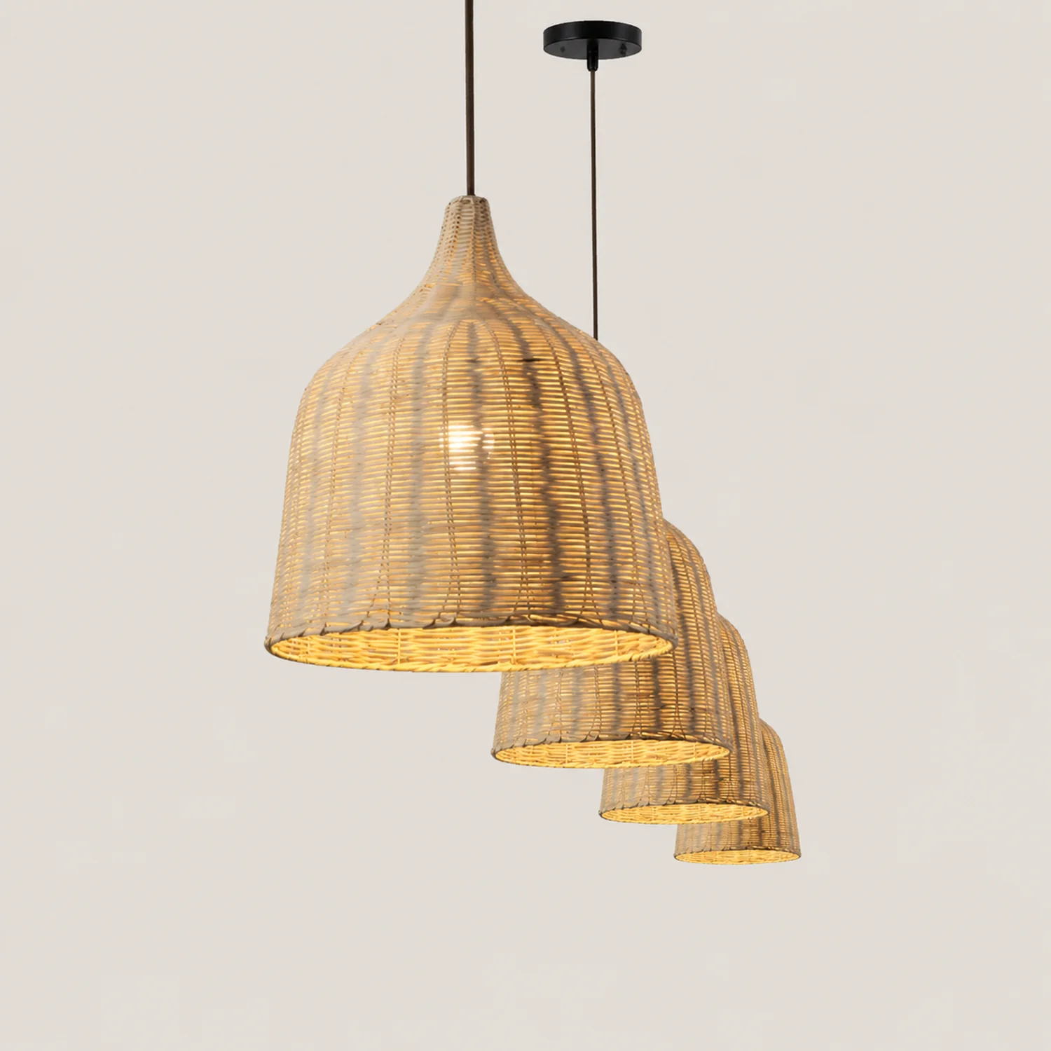 Bamboo Rattan Basket Pendant Light For Kitchen - Lumpaz