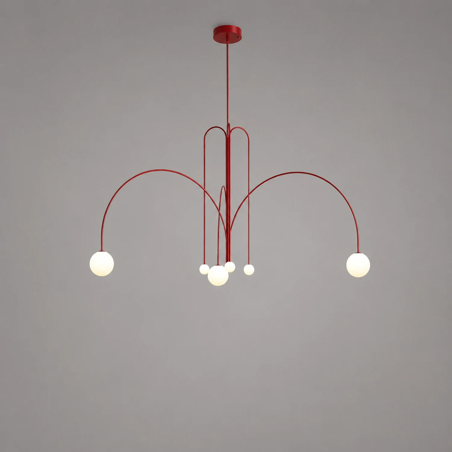 Red Art Deco Long Line Type Metal Pendant Light - Lumpaz