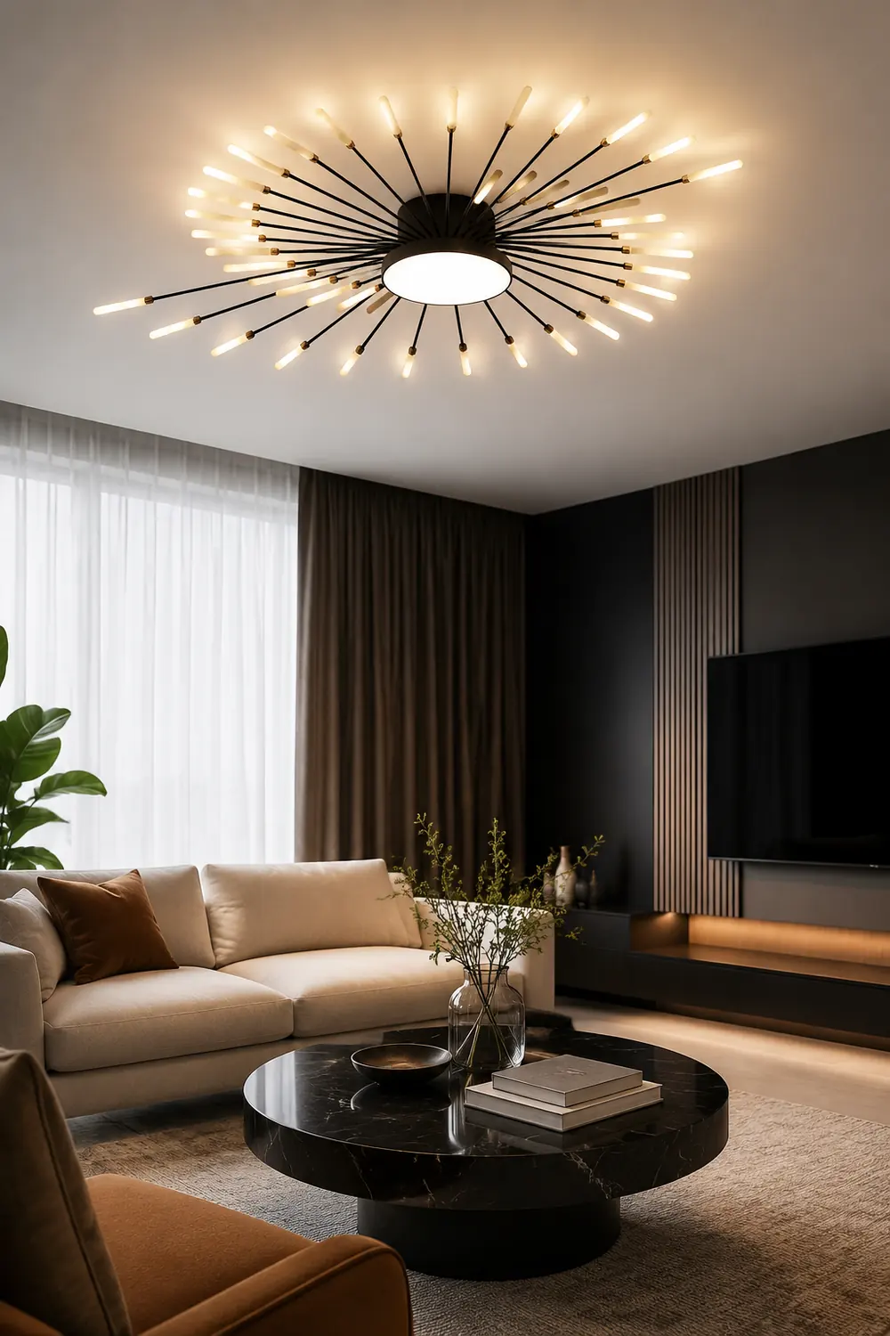 Moderne LED Deckenleuchte aus Metall Dauerhaft für Wohnzimmer - Lumpaz