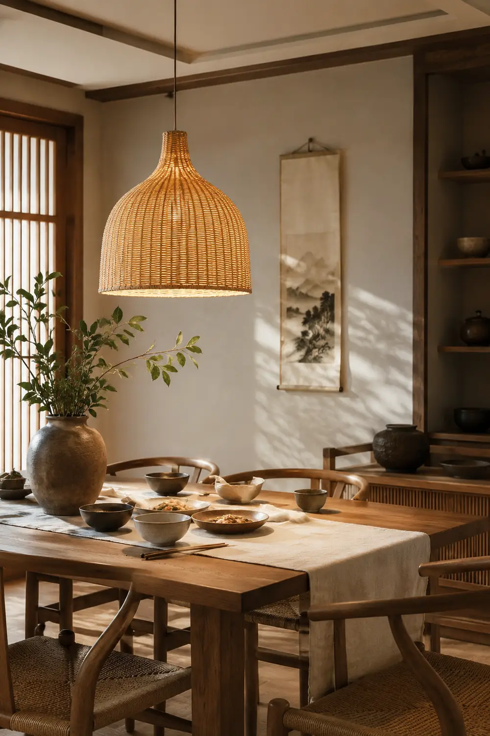 Bamboo Rattan Basket Pendant Light For Kitchen - Lumpaz
