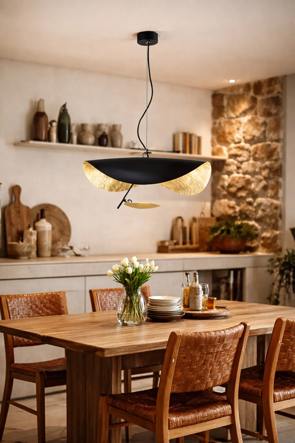 Eveline Pendelleuchte 2 Farben, Goldfolie, ∅40/60/80CM - Lumpaz