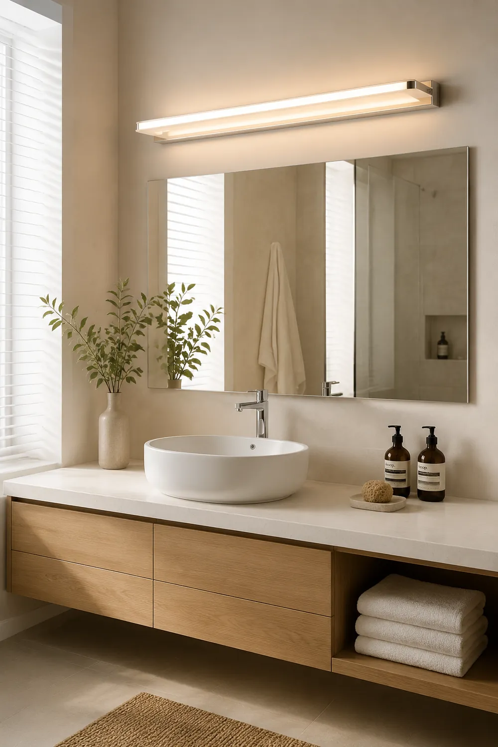 Leigh Spiegelfront Waschtisch-Wandleuchte, Metall, L40/50/60/70CM - Lumpaz