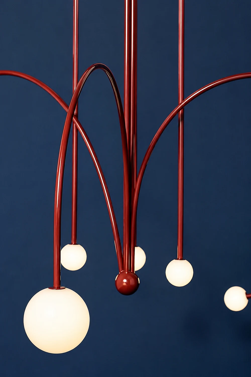 Red Art Deco Long Line Type Metal Pendant Light - Lumpaz