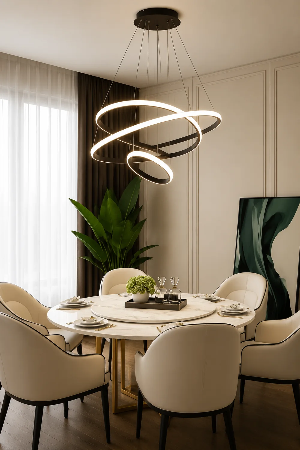 LED Ring Pendant Light Suspended Hanging Ring Chandelier - Lumpaz