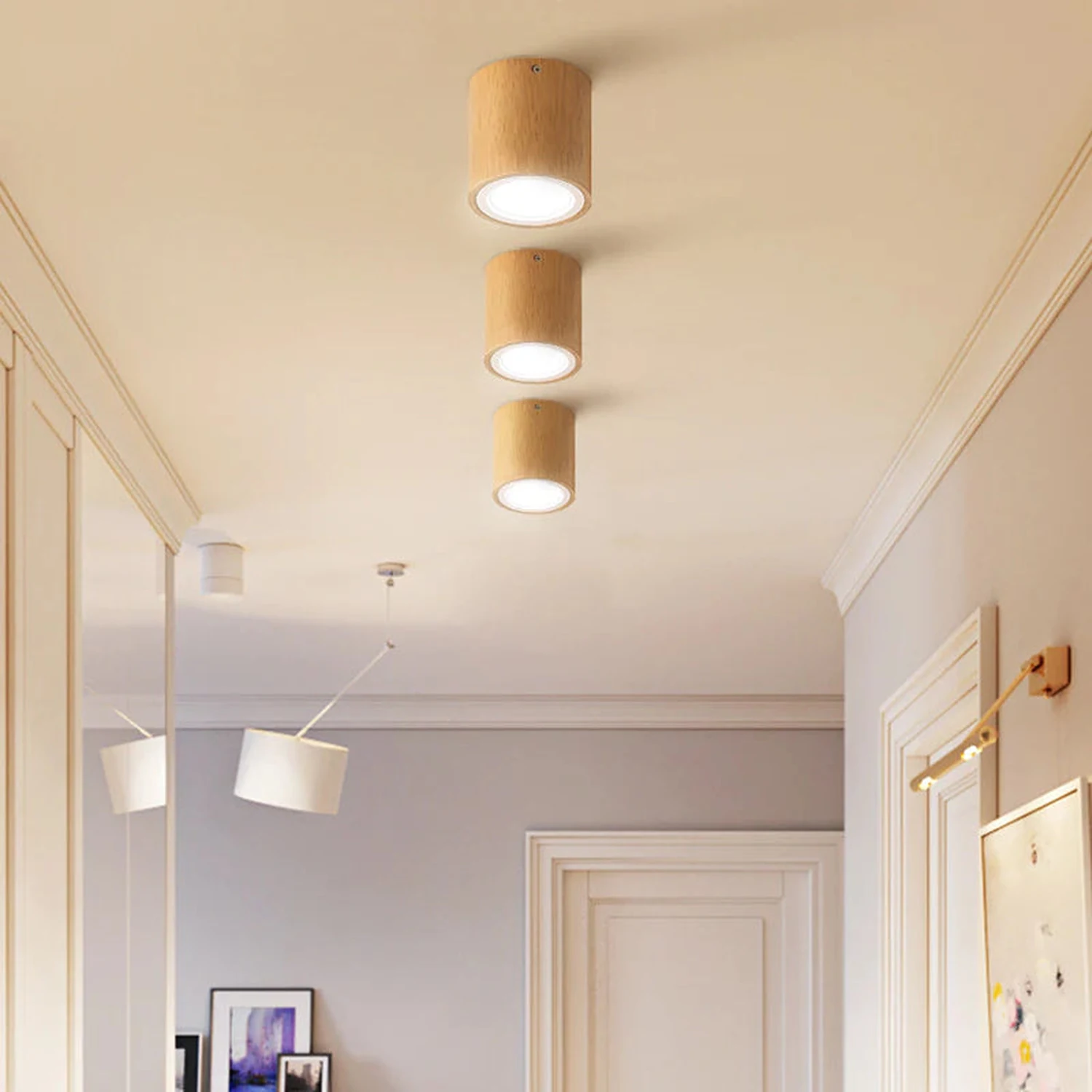 Ozawa Nordische Deckenleuchte Droplight aus Holz für Korridor, Balkon - Lumpaz