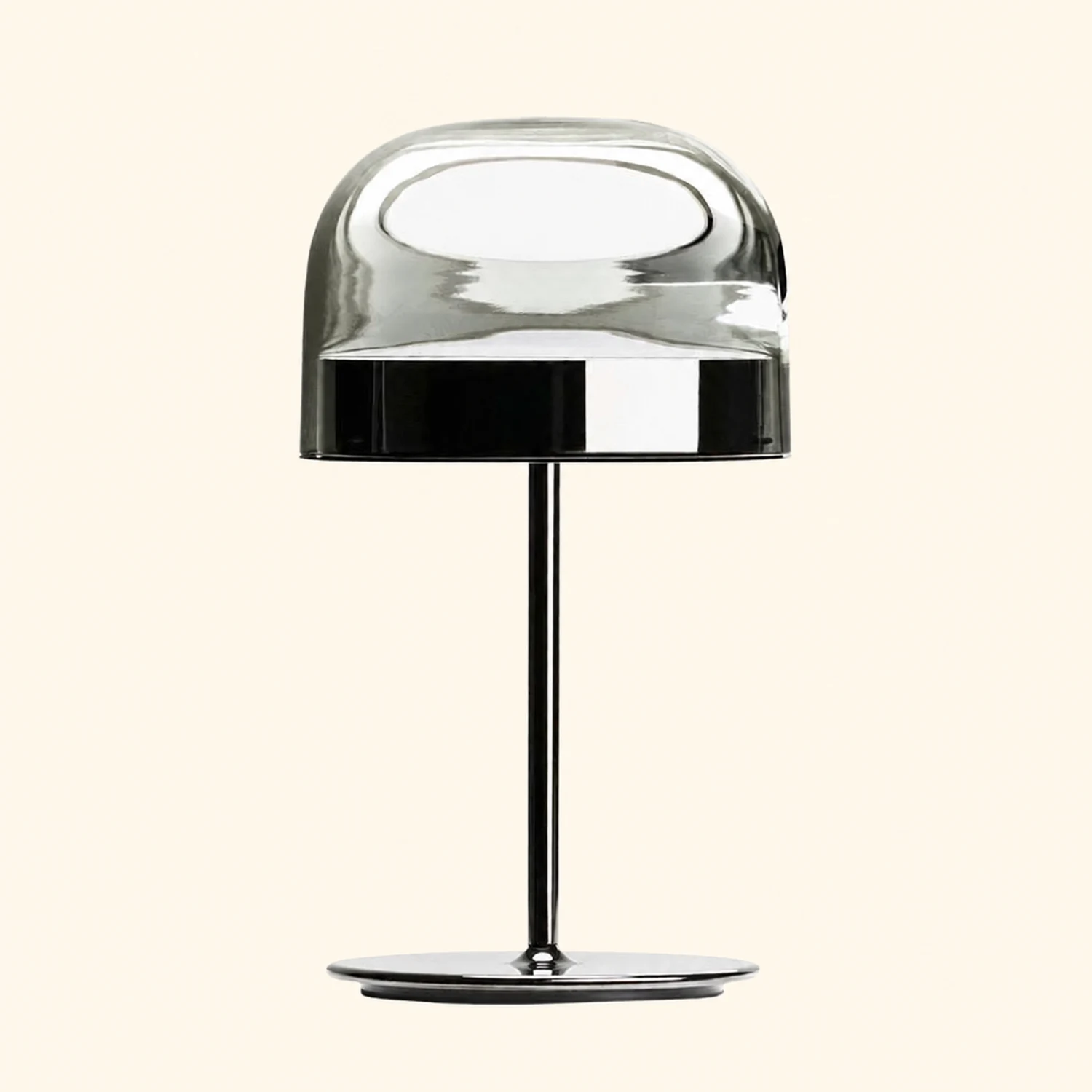 Hailie Minimalistische Pilz Glas/Metall Tischlampe, Schwarz/Rose Gold - Lumpaz