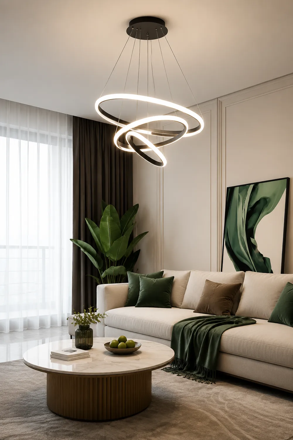 LED Ring Pendant Light Suspended Hanging Ring Chandelier - Lumpaz