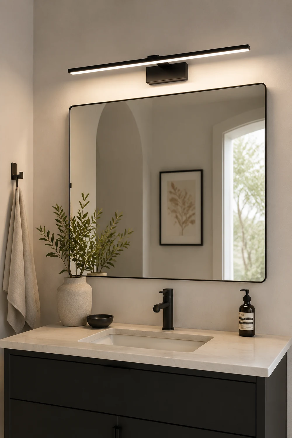 Edge Lineare Spiegelfront Waschtisch-Wandleuchte, L 39/49/59/69CM - Lumpaz