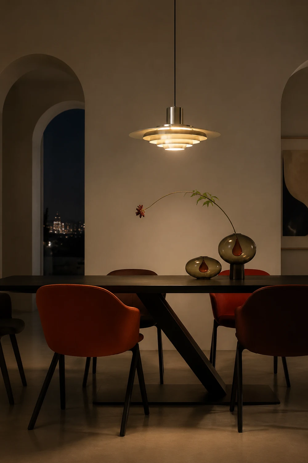 Large Brass Mid Century Modern Hanging Lamp Pendant Light - Lumpaz
