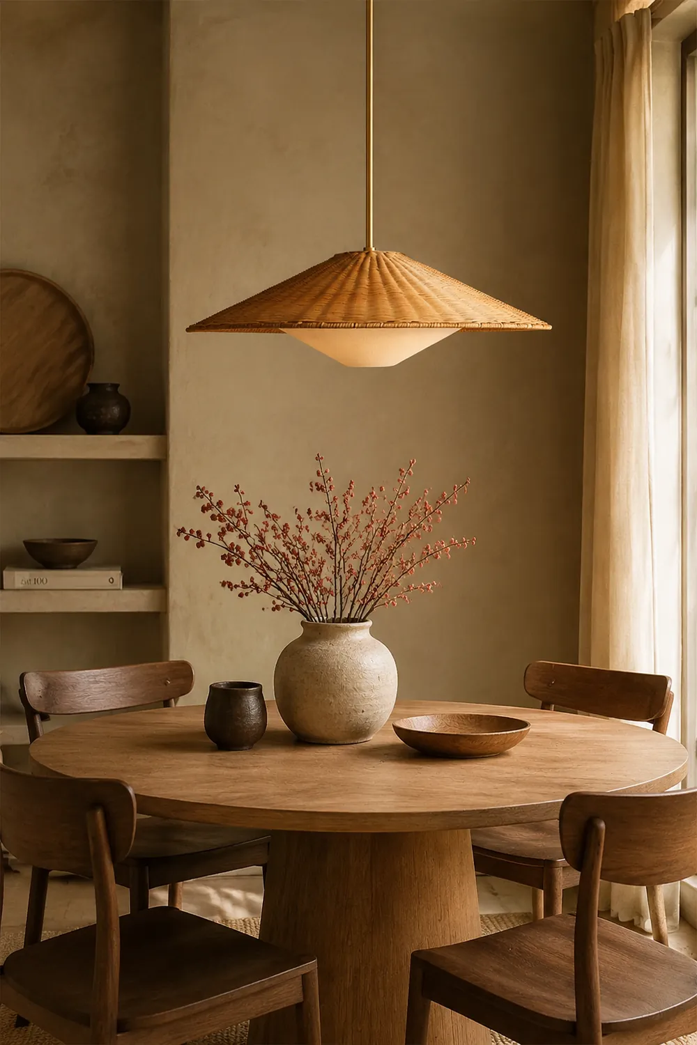 Retro Rattan Handwoven Zen Pendant Light - Lumpaz