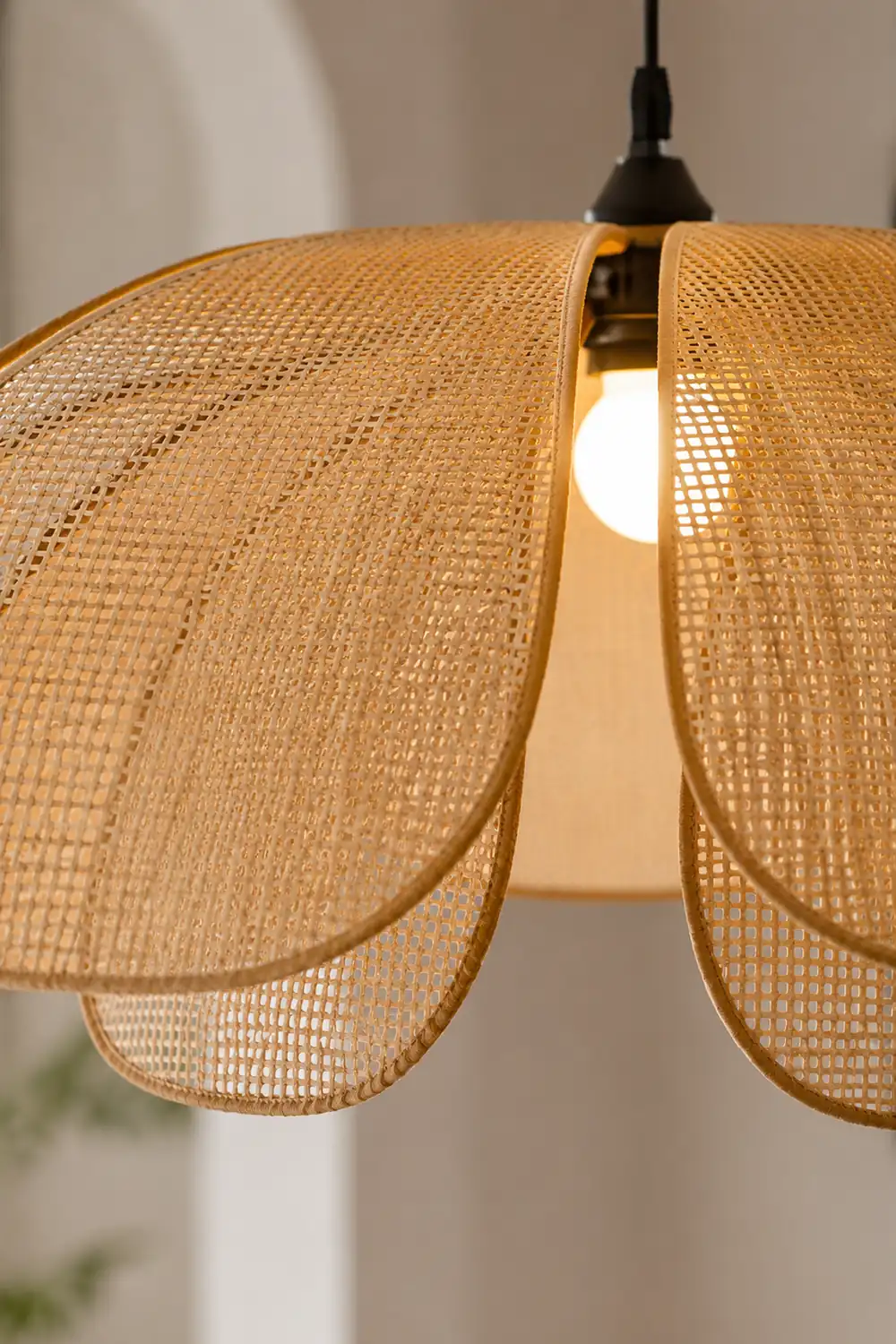 Rattan Petal Rustic Lamp Shade Pendant Light - Lumpaz