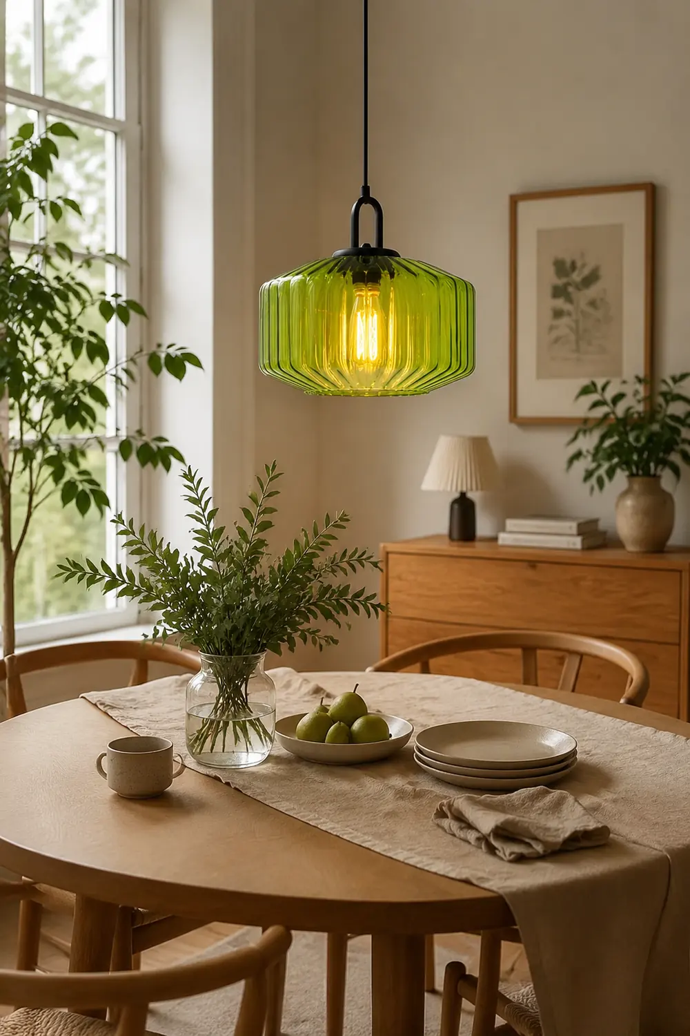 Mid Century Striped Glass Pendant Light - Lumpaz